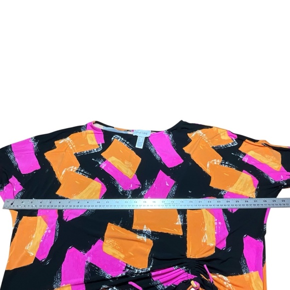 JOSEPH RIBKOFF Multi Colour 3/4 Sleeve Top Gathered Hemline Detail US Sz 18 - Picture 6 of 9